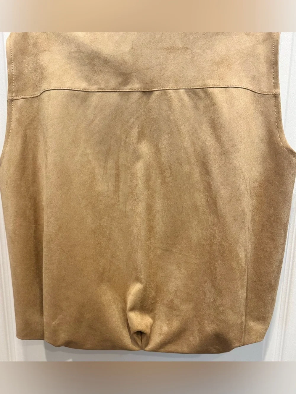ZARA Faux Suede Full Zip Vest Taupe Brown Size S/XS NWOT